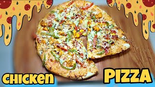 Chicken Pizza Without Oven Racipe 😋 Easy And Very Very Tasty Racipe  khurafatikitchen [upl. by Kondon]