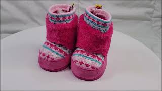 Build a Bear Workshop BABW Furry Boots Pink Teal Fair Isle Pattern [upl. by Ynetsed]