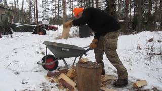 Winkler Knives II Combat axe and splitting firewood [upl. by Namwob]