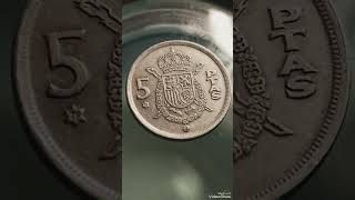 Spain 5 pesetas 1975 Star 79 pesetascoinsmoney rarecoinscollections [upl. by Wan]