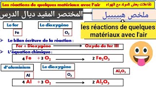 Les réactions de quelques matériaux avec lair 3ème année collège physique chimie ملخص رائع🔥 وبسيط 💯 [upl. by Neiluj303]