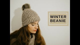 SEHR EINFACH Mütze beanie stricken Für Anfänger [upl. by Aneerol]