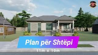 Plan per shtepi njekateshe 10x11 metra 4 dhoma gjumi 3 banjo  Arkitekti Online [upl. by Galvan]