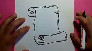 Como dibujar un pergamino paso a paso 3  How to draw a scroll 3 [upl. by Ronnoc253]