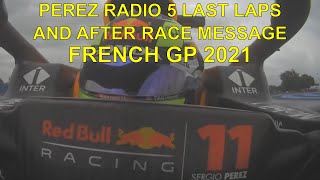 Perez team radio last 5 laps passing Bottas and after race sound Paul Ricard France  French GP 2021 [upl. by Cave]