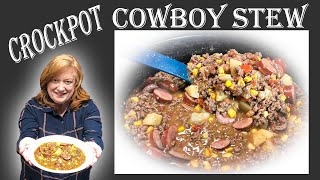 CROCKPOT COWBOY STEW  A Comforting Slow Cooker Recipe [upl. by Greene]