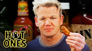 Gordon Ramsay Savagely Critiques Spicy Wings  Hot Ones [upl. by Emelina394]