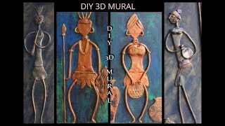 DIY 3D MURAL African Tribal abstract mural on canvas [upl. by Kippar224]