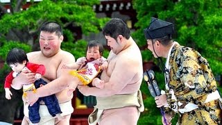 Japanese BabyCrying Sumo Festival  Nakizumo 泣き相撲 [upl. by Ahseikram]