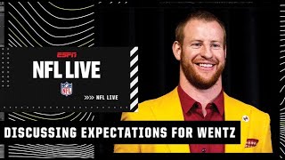 Carson Wentz is a ‘significant upgrade’ from Taylor Heinicke  Tim Hasselbeck  NFL Live [upl. by Aihsetan572]