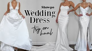 SHOWPO TRY ON HAUL  Affordable Wedding Dresses 🤍 [upl. by Bobbie26]