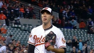 BOSBAL Ubaldo strikes out six in Os debut [upl. by Bourke263]