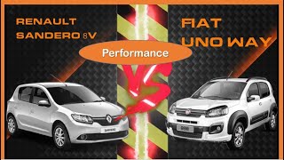 Renault Sandero Life vs Fiat Uno Way  El Paredón Performance [upl. by Pelletier]