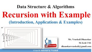 DSA 15 Recursion with Example  Recursive Functions  Applications [upl. by Ayalat]