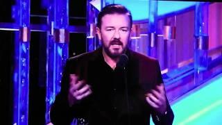 Ricky Gervais Golden Globes 2012  Salma Hayek amp Antonio Banderas Joke  Censored HD [upl. by Idnahr]