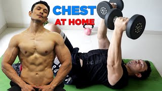 FULL CHEST WORKOUT at HOME NO GYM  Only DUMBBELLS [upl. by Mcclelland]