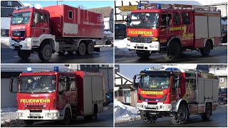 WLF ABA ZFR Einsatzfahrten verschiedener Feuerwehren zu Großbrand in Hallenberg HSK [upl. by Ailam]