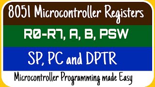 8051 Microcontroller Registers  DPTR Program Counter [upl. by Kcerb]