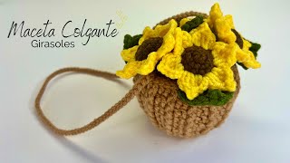 Maceta Colgante Tejida A Crochet  Girasoles💜Mayelin Ros [upl. by Aroled]