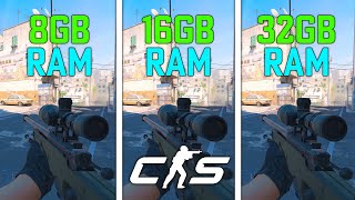 Counter Strike 2  8GB vs 16GB vs 32GB RAM [upl. by Annoik]