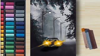 Tips to draw Realistic 😱 Misty ROADWAYS amp CAR step by step Tutorial with SOFT PASTEL  Satisfying [upl. by Stout]