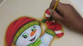 pintura en tela navidad muñeco de nieve how to paint a snowman 2 [upl. by Bree68]