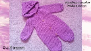 Enterizo o mameluco para bebé talla 0 a 3 meses facildehacer crochettutorial crochet [upl. by Aneehsit]