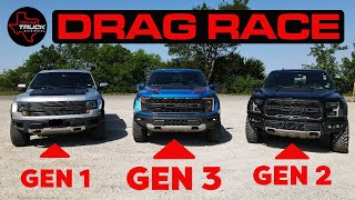 GEN 1 RAPTOR vs GEN 2 RAPTOR vs GEN 3 RAPTOR  DRAG RACE  060 Testing [upl. by Lenahs299]