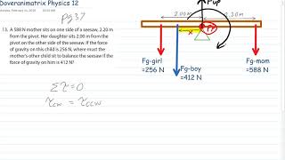 Physics 12 Ch1 Static Equilibrium pg37 13 [upl. by Birmingham]