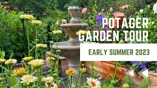 Potager Garden Tour Early Summer 2023  Raised Garden Beds  Brick ’n Blooms [upl. by Zetta]