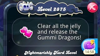 Candy crush saga level 2875  Clear all jelly and release the Gummi Dragons candycrush game 2024 [upl. by Eednas]