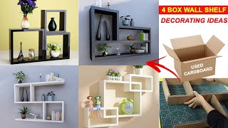 4 Cardboard box wall shelf decorating ideas  DIY wall shelf decor  Easy Crafts [upl. by Anos441]