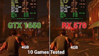 Nvidia GTX 1650 vs AMD RX 570 in 2024  10 Games Tested [upl. by Ahsilrac976]