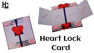 Heart Lock card  Heart Card  Tutorial  Hoor Craft [upl. by Nilyam]