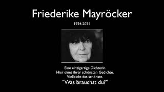 Friederike MayrÃ¶cker quotWas brauchst duquot [upl. by Aronael]