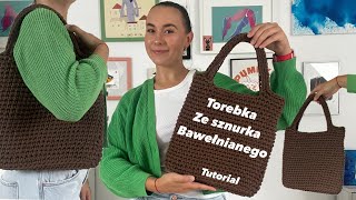 Duża torebka na ramię ze sznurka bawełnianego  tutorial 🧶 [upl. by Aenil]