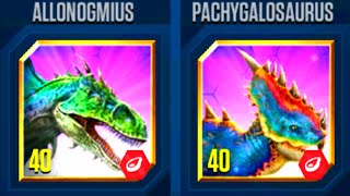 ALLONOGMIUS VS PACHYGALOSAURUS  JURASSIC WORLD THE GAME [upl. by Ardnoet]