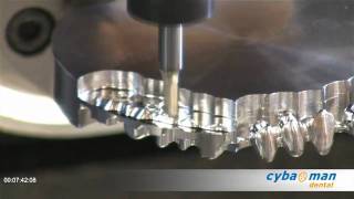 Cybaman Dental  Chrome Cobalt Bridge Machining  Roughing [upl. by Dekeles]