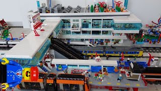 LEGO Train Track Setup 9 Passenger and Cargo Trains and 5 MOC Bridges [upl. by Arinay]