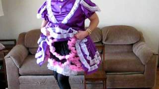 Sissy boy in purple maid dress with pink petticoats [upl. by Furey914]