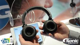 AKG Y55 OnEar Headphones  CES 2015 [upl. by Rekoob]