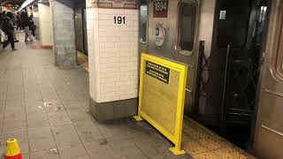 Two R62A 1 trains at 191st Street with Newly Installed Platform Barriers [upl. by Mansur875]