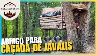 Encontrei Pegadas de Javalis e Construi um Abrigo Suspenso na Árvore [upl. by Enidlareg372]