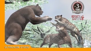 Arctodus simus VS Smilodon  Dinosaurs Battle Special dinosaursbattles dinosaur dinosaurs [upl. by Ingalls]