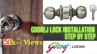 Godrej Cylindrical Lock Installation  Step by Step Installation  Round Lock for Door [upl. by Bozovich]