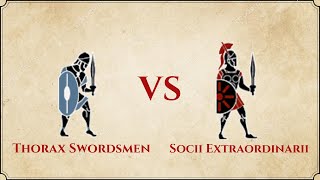 ROME II Total War  Thorax Swordsmen VS Socii Extraordinarii [upl. by Ahsenal]