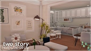 Cozy Realistic Two Story House  ROBLOX BLOXBURG town series ep3 🪴 [upl. by Nwahsuq]