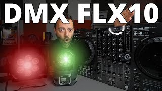 Come collegare le luci DMX alla DDJ FLX10 Ci divertiamo con PAR Led e teste mobili e Rekordbox [upl. by Anirahc]