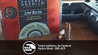 Teste balístico da Federal HydraShok JHP 380 ACP [upl. by Norej]