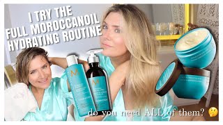 I TRY THE FULL MOROCCANOIL INTENSE HYDRATING ROUTINE  WORTH IT [upl. by Priscella]